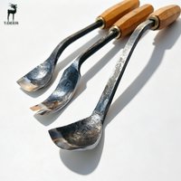 T.DEER Woodworking Spoon Gouge, Carving Knife, Spoon Hollowing Knife, Contour Trimming Knife, Curved Mouth Chisel, Black Forged