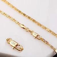 SAIYE Fashion 18k Gold Necklace 2MM 16/18/20/22/24/26/28/30 Inch Side Chain Necklace For Women Men Jewelry Silver Necklace