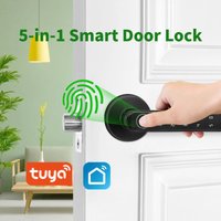 Tuya Smart Door Handle Fingerprint Lock Support Key IC Card Password App Control Unlock Keyless Entry Safety Lock