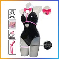 wiwiwi 123Anime Miku Rabbit hole Black Leather Bunny Girl Sexy Cute Halloween Cosplay Costume Headdresses Clothes Bows G