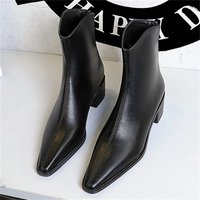 Women's Boots Designer Street Style Ankle Boots Women Autumn Winter Pointed Toe Zipper Fashion Square High Heels New Botas Mujer