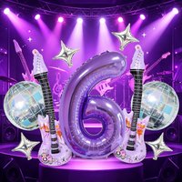 9pcs K-pop music-themed balloon set, suitable for K-Pop themed birthday parties, disco decorations, music parties, hip-hop pop.