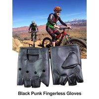 AliExpress NONE Half-finger Punk Gloves PU Leather Gothic Dance performance Gloves Motorcycle Cool Mittens For Cycling Gym Dance Fitness