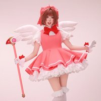 Kinomoto Sakura Cosplay Pink Lolita Dress Wig Set Role Play Card Captor Uniform Fancy Cos Party Outfit Theme Event Cos Clothing