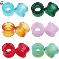 1 Pair Glass Ear Gauge Ear Plug and Tunnel Hollow Single Flared Ear Flesh Gauges Piercing Ear Expander Stretcher Body Jewelry