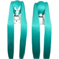 Long Synthetic Hair Clips 2 Ponytails Lolita Green Pink Heat Resistant Party Wigs Synthetic Hair Hatsune Miku Wig Cosplay