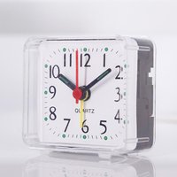 Bedside Small Alarm Clock Quartz Battery Operated Wake Up Clocks Square Candy Color Student Bedroom Alarm Clock White Green Blue image 4