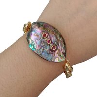 Y.YING Natural Abalone Shell Fuchsia Cz Chain Charm Bracelet Handmade Girl Party
