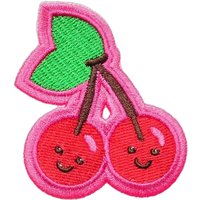 Twin Cherry Cute Cartoon Tactical Patch Morale Velcros Sticker Embroidered Badge Patch Hook Loop Fastener DIY Cap Backpack Jeans