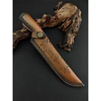 2025 Maple Leaf Portable Straight Knife Sheath Gold Button Fastening Leather Knife Sheath EDC Multi Tool Sheath for Men's Gifts