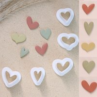 New Soft Pottery Polymer Clay Cutter DIY Heart Geometric Earrings Lace Wave Pattern Cutting Mold Earring Jewelry Pendant Making