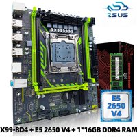 ZSUS X99-8D4 Motherboard Set Kit With LGA2011-3 Xeon E5 2650 V4 CPU DDR4 16GB (1*16GB) 2133MHZ RAM Memory NVME M.2 SATA
