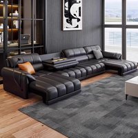 Electric function sofa bed Living room first layer cowhide size apartment sofa Italian style