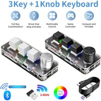 3 Keys 1 Knob Customize Keyboard 2.4G Bluetooth Programming Macro Mechanical Keyboard Hot Plug Keypad Shortcut Key E-sports Game
