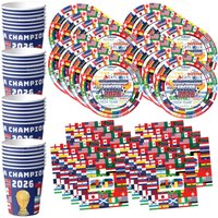 2026 Soccer Game International World Flag Themed Disposable Tableware Set for Boys Football Birthday Party Supplies Sports Gift