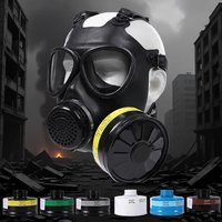 Black Full Face Respirator Rubeer Chemical Gas Mask Large Filtering Canister For CS Painting Spray Pesticide Factory Work Safety