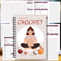 1PC Hooked On Crochet Spiral Notebook, Cozy Crafter And Yarn Accent Journal, For Hobbyist, Pattern And Project Tracker, Mindful