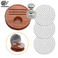 Coffee Puck Screen with Storage Base Set Reusable Coffee Filter with Magnetic Removal Hammer for 51/53/58mm Espresso Accessories