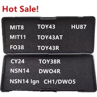Hot Lishi 2 in 1 2in1 Tool MIT8 MIT11 FO38 CY24 NSN14 TOY43 TOY43AT TOY43R TOY38R DWO4R DOW5 CH1 HU87 locksmith tool for car key