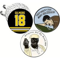 3 counts Happy Gilmore Golf Ball Markers Hat Clips Golf Accessories for Men Father Golf Ball Stamp Funny Christmas Golf Gifts