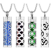 Geometric Style Aromatherapy Essential Oil Pendant Lockets Perfume Storage Diffuser Necklace 316L Stainless Steel Jewelry Gift