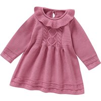 Robes à manches longues pour bébés filles, couleur unie, col de poupée, longueur aux genoux, tricotées en acrylique, jupes de princesse douces pour nourrissons de 6 à 36 mois