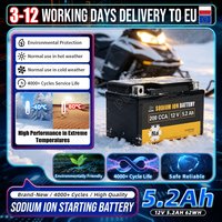 EU-Lager 12V 5,2Ah Natrium-Ionen-Motorrad-Starterbatterie Klasse A SIB Wiederaufladbare Batterie für Schneemobil, UTV, ATV, Rasenmäher, Jetski, Motorradbatterie