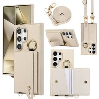 Crossbody Wallet with Card Holder Phone Case For Samsung Galaxy S25 Ultra S24 FE S23 S22 Plus Lanyard Wrist Strap Leather Cover
