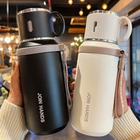 Portable 316 Stainless Steel Insulated Water Bottle with Cup Cold and Hot Travel Thermal Mug 600ML Tea Coffee Vacuum Flask