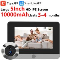 Tuya Smart 2MP 5Inch Screen Mini Digital Peephole Eye Viewer WiFi IR PIR Motion Door Camera 10000mAh battery work 3-4 Months