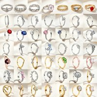 925 Silver Women's Mixed Style Fashionable Crystal Heart-Shaped Zircon Stackable Ring, Daily Wear Party Jewelry Gifts