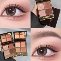 4 Colors Eyeshadow Palette Shimmer Matte Earth Tone High Pigment Long Lasting Blendable Makeup Tray Multifunctional Eye Brow