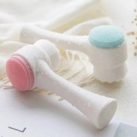 Double Sided Facial Cleansing Brush Manual Face Wash Brush Soft Bristles Silicone Exfoliator Deep Pore Cleaning Blackhead Remove