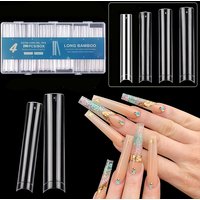 Single Size 4 5 6 7 No C Curved Nail Tips Suitable for Professional Acrylic Nails, 256 Pieces 3XL Extra Long, Half-Cover Straight Tapered Square Nail Tips, 4 Common Sizes Boxed