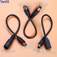 USB Type-C to DC 5.5*2.1mm Power Jack Conector Male to Female Adapter Cable Type C 5521 Supply Charging Cord Conversion Wire