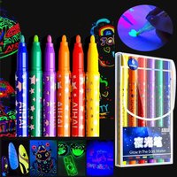 Glow in Dark Luminous Markers 6 Colors Water-Based Fluorescent Graffiti Pens for Party, DIY Art, Body Painting & Festival Decor