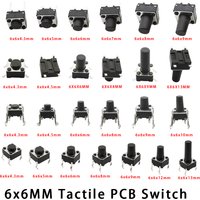 50Pcs 4 Types 6X6mm Series Tactile Switches 6*6*4.3/5/6/7/8/9/10/11/12/13mm 2/4Pin DIP SMT Micro Tactile Push Button Key Switch