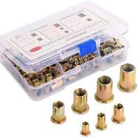 175pcs M3 M4 M5 M6 M8 M10 M12 Metric Rivet Nut Kit Carbon Steel Flat Head Threaded Insert Nut Nutsert Rivnuts Assorted