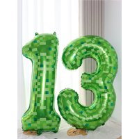 40Inch Big Green Mosaic Number 0-9 Foil Balloon Kids Boys Game Theme Birthday Party Favors Decoration Globos Party Supplies