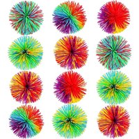 4pcs Stringy Balls Sensory Stringy Ball Soft Rainbow Pom Bouncy Stress Bags Stocking Stuffers Party Favors Birthday Gifts