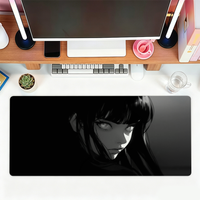 Black Anime Dark Girl Mouse Pad For Office Gaming And Keyboards Non-Slip Large Waterproof
