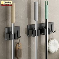 Non Perforated Stainless Steel Mop Holder, Bathroom Wall Mounted Broom, Mop Cloth, Door Storage, Bathroom Mop Clamp Hook