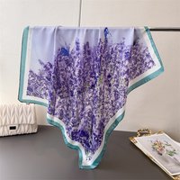 Luxury Purple Print 70cm Square Scarves Women's Silk Scarf Bandana Small Neckties Hairbands Foulard Shawl