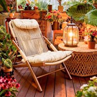 Folding rattan lounge chair balcony garden leisure nap time rattan chair courtyard garden outdoor sunbathing recliner chair