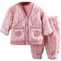 Neue Winter Nachtwäsche Baby Mädchen Kleidung Kinder Warme Lange Ärmeln Pyjama Top Und Hosen Kleinkind Casual Kostüm Kinder Trainingsanzüge