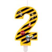 Construction 0-9 Number Birthday Candle - Yellow Black Striped Cake Topper for Construction Party, Christmas, Halloween
