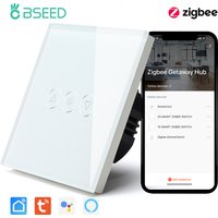BSEED Zigbee Dimmer Switches Smart LED Dimmable Touch Sensor Switch Blue Backlight Glass Panel Google Tuya Smart Life Control