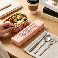 Portable 304 Stainless Steel Cutlery Set DIY Pop-up Case Travel Utensils Spoon Fork Chopsticks Tableware School Lunch Box
