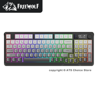 FREEWOLF M96 Wireless Gaming Keyboard 96 Keys Smart Screen RGB Backlit Dual Mode Bluetooth 2.4G Silent PBT Keycaps Knob