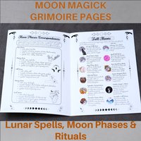 Moon Magick Grimoire Guidebook Pages Lunar Spells Moon Phases Witchcraft Journal Pages Book of Shadows Moon Water Manife Spell